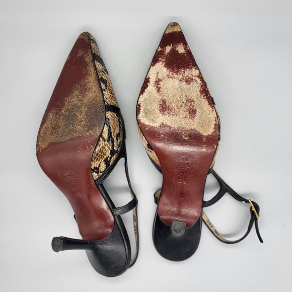 Mario Nardi Snakeskin Print Slingback Pumps - Picture 7 of 15